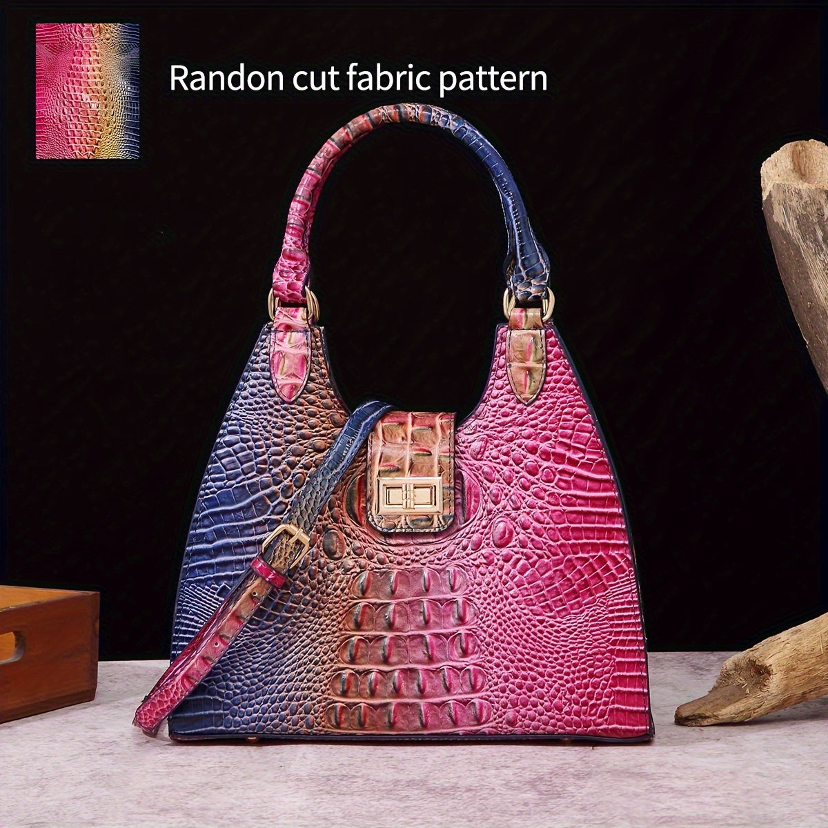 Trendy Colorful Crocodile Pattern Shoulder Bag - Portable Turnlock Perfect Crossbody