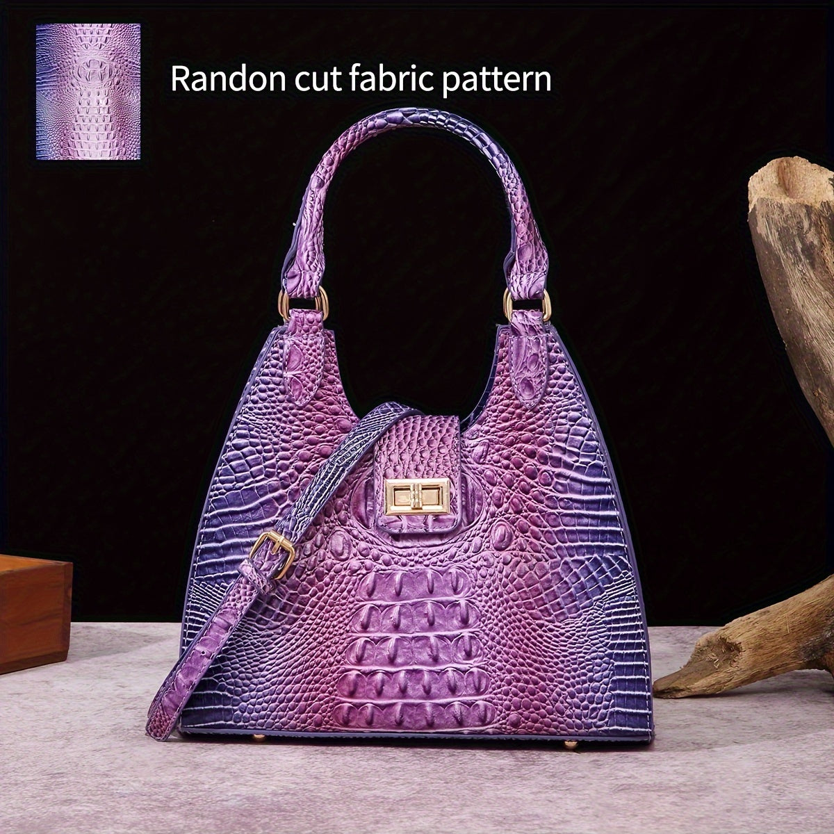 Trendy Colorful Crocodile Pattern Shoulder Bag - Portable Turnlock Perfect Crossbody