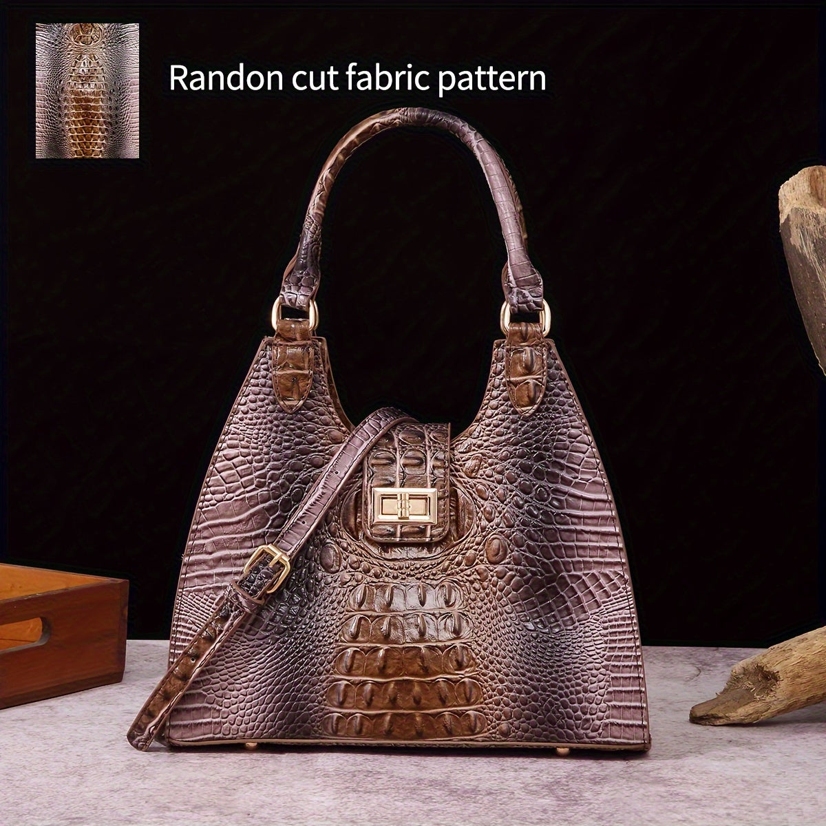 Trendy Colorful Crocodile Pattern Shoulder Bag - Portable Turnlock Perfect Crossbody